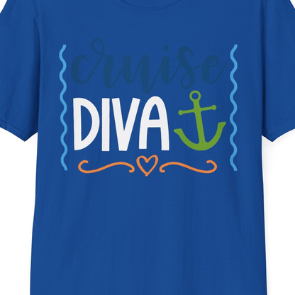 Cruise Diva Nautical Anchor Shirt T-Shirt – Royal – Best Cruise Shirts Close Up