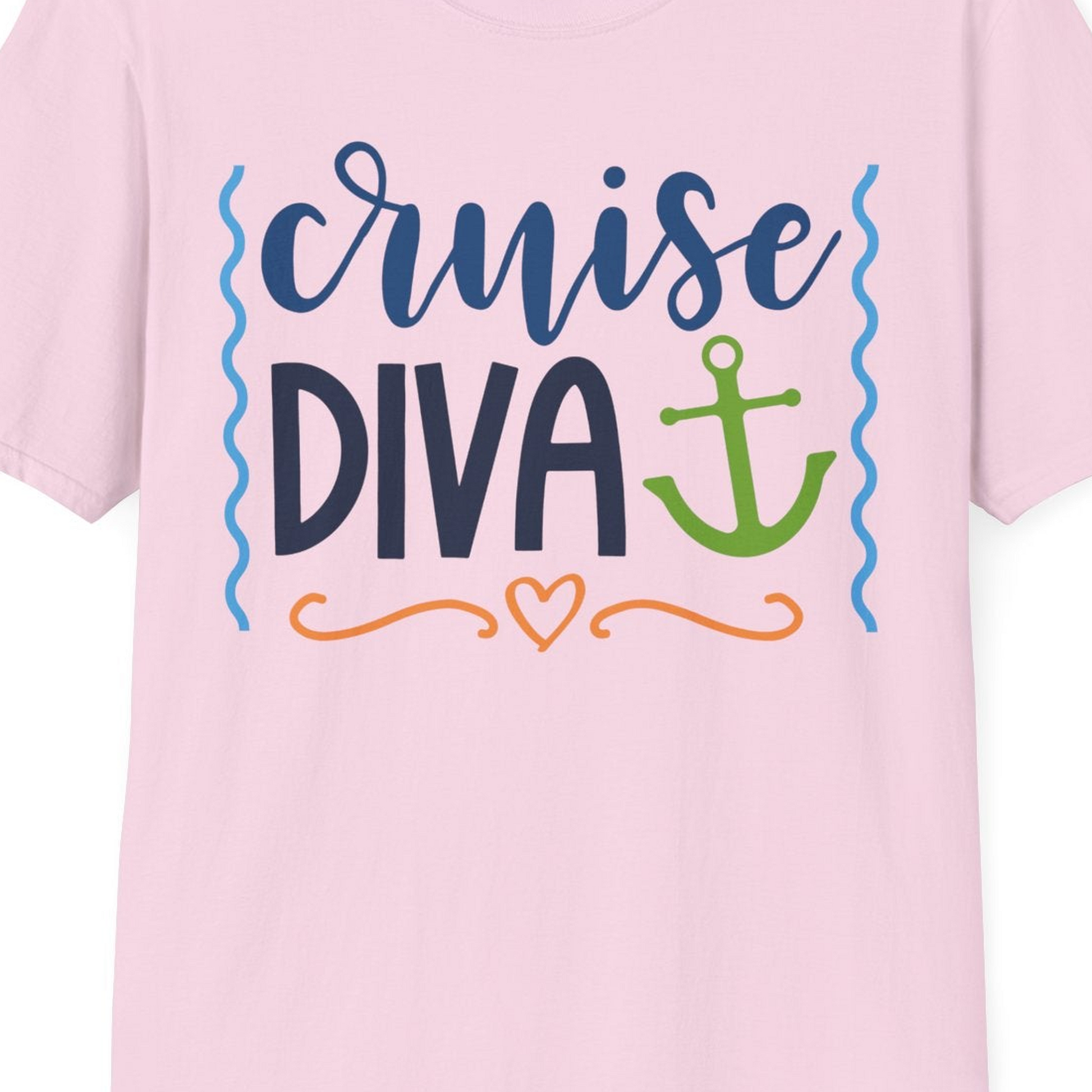 Cruise Diva Nautical Anchor Shirt T-Shirt – Light Pink – Best Cruise Shirts Close Up