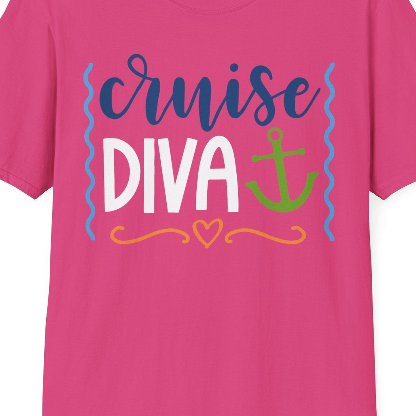 Cruise Diva Nautical Anchor Shirt T-Shirt – Heliconia – Best Cruise Shirts Close Up