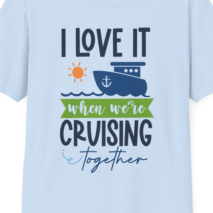 Cruising Together Shirt T-Shirt – Light Blue – Best Cruise Shirts Close Up