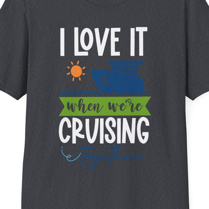 Cruising Together Shirt T-Shirt – Dark Heather Grey – Best Cruise Shirts Close Up