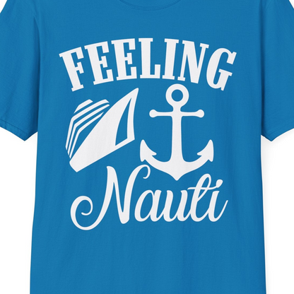 Feeling Nauti Shirt T-Shirt – Sapphire – Best Cruise Shirts Close Up