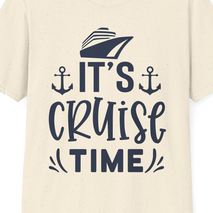 It’s Cruise Time Nautical Shirt With Anchors and Cruise Ship Graphic — T-Shirt T-Shirt – Natural – Best Cruise Shirts Close Up