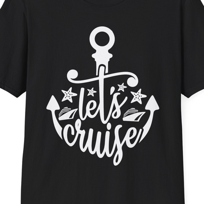 Let's Cruise Shirt T-Shirt – Black – Best Cruise Shirts Close Up