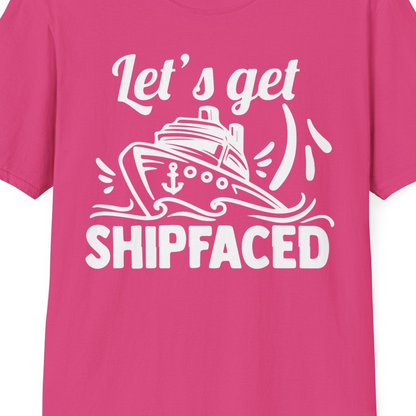 Let's Get Shipfaced Shirt T-Shirt – Heliconia – Best Cruise Shirts Close Up