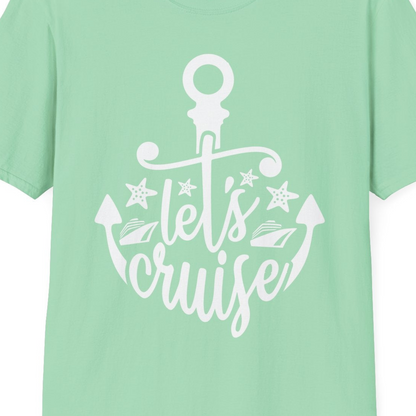 Let's Cruise Shirt T-Shirt – Mint Green – Best Cruise Shirts Close Up