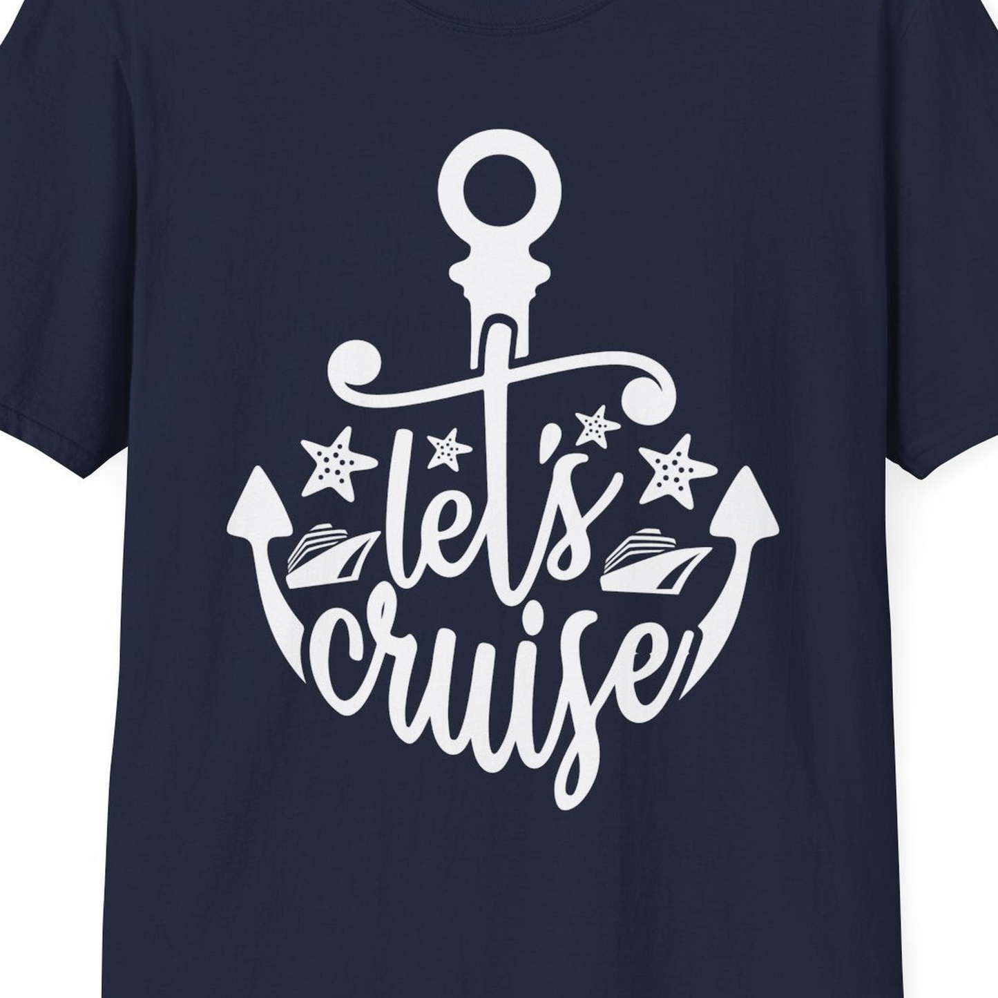 Let's Cruise Shirt T-Shirt – Navy – Best Cruise Shirts Close Up