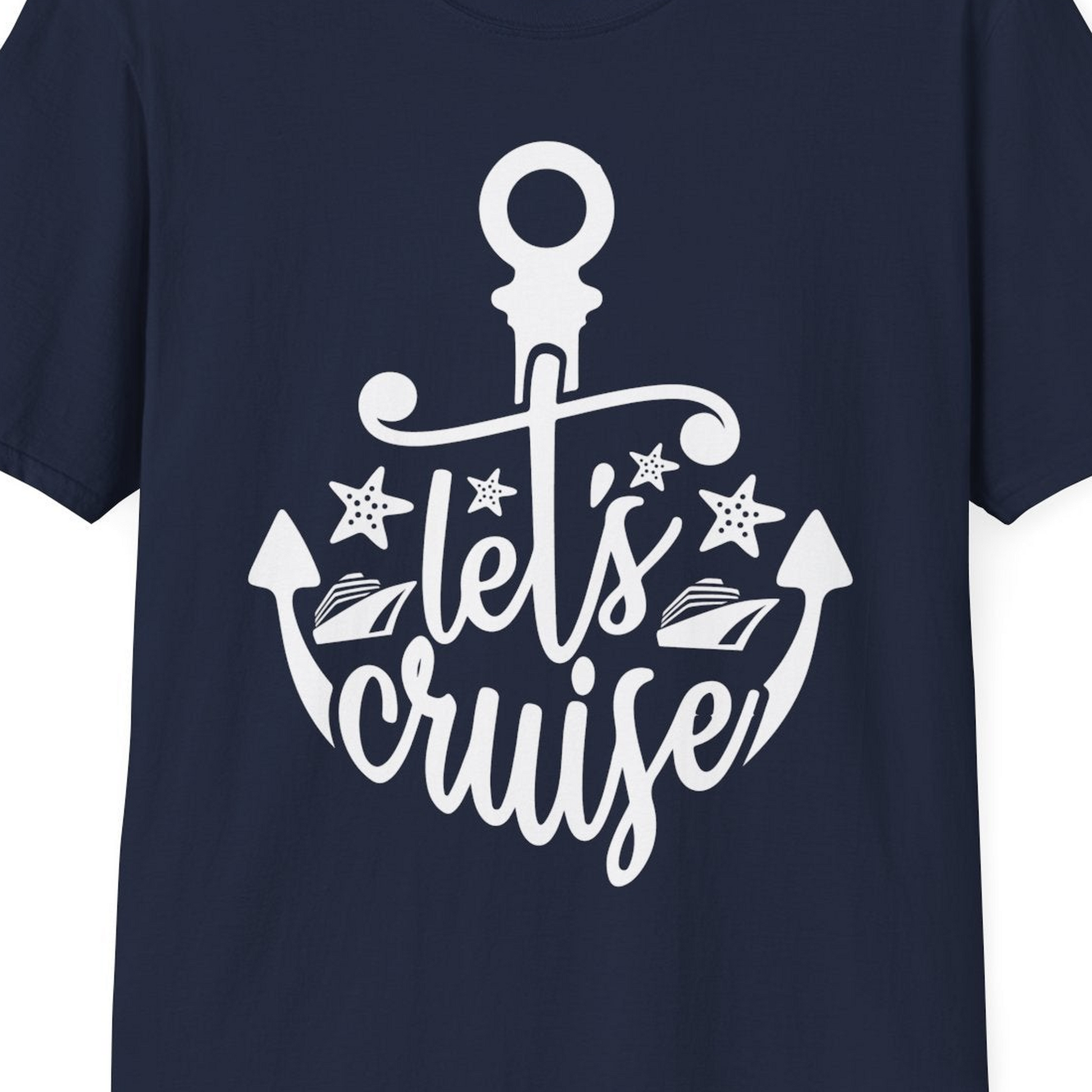 Let's Cruise Shirt T-Shirt – Navy – Best Cruise Shirts Close Up