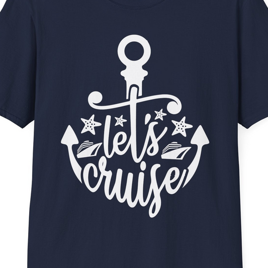 Let's Cruise Shirt T-Shirt – Navy – Best Cruise Shirts Close Up