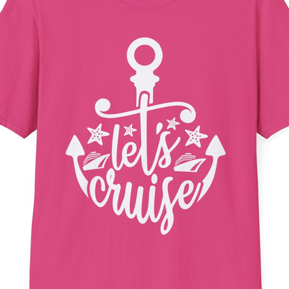 Let's Cruise Shirt T-Shirt – Heliconia – Best Cruise Shirts Close Up