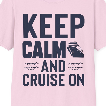 Keep Calm and Cruise On Shirt T-Shirt – Light Pink – Best Cruise Shirts Close Up