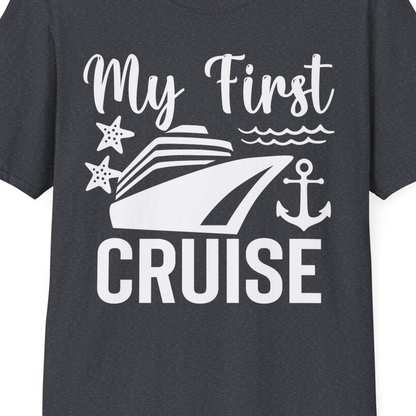 My First Cruise Shirt T-Shirt – Dark Heather Grey – Best Cruise Shirts Close Up