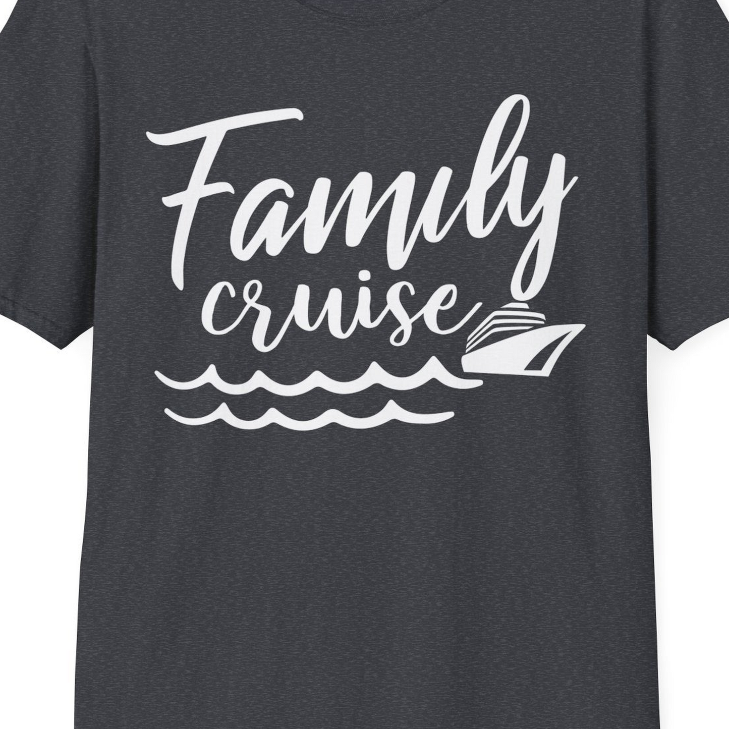 Family Cruise Shirt T-Shirt – Dark Heather Grey – Best Cruise Shirts Close Up