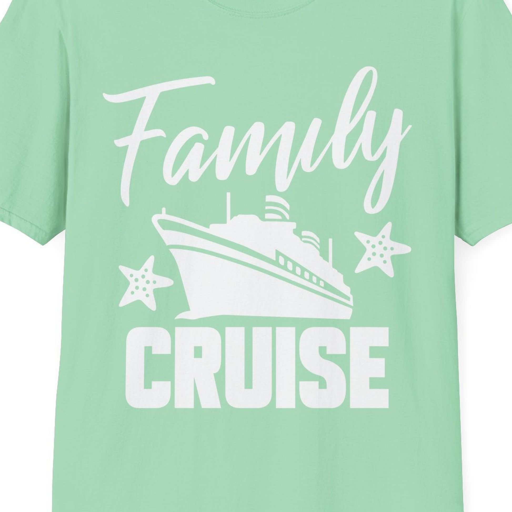 Family Cruise Shirt T-Shirt – Mint Green – Best Cruise Shirts Close Up