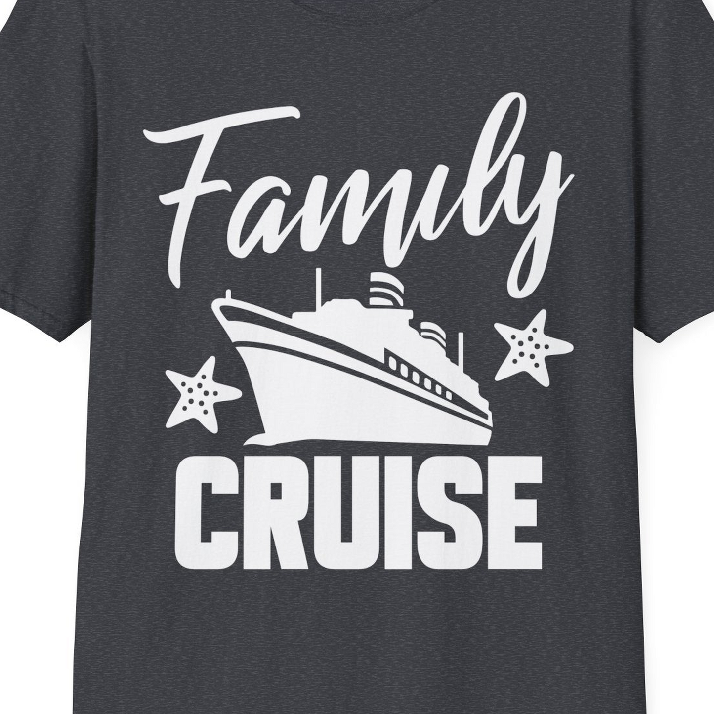 Family Cruise Shirt T-Shirt – Dark Heather Grey – Best Cruise Shirts Close Up