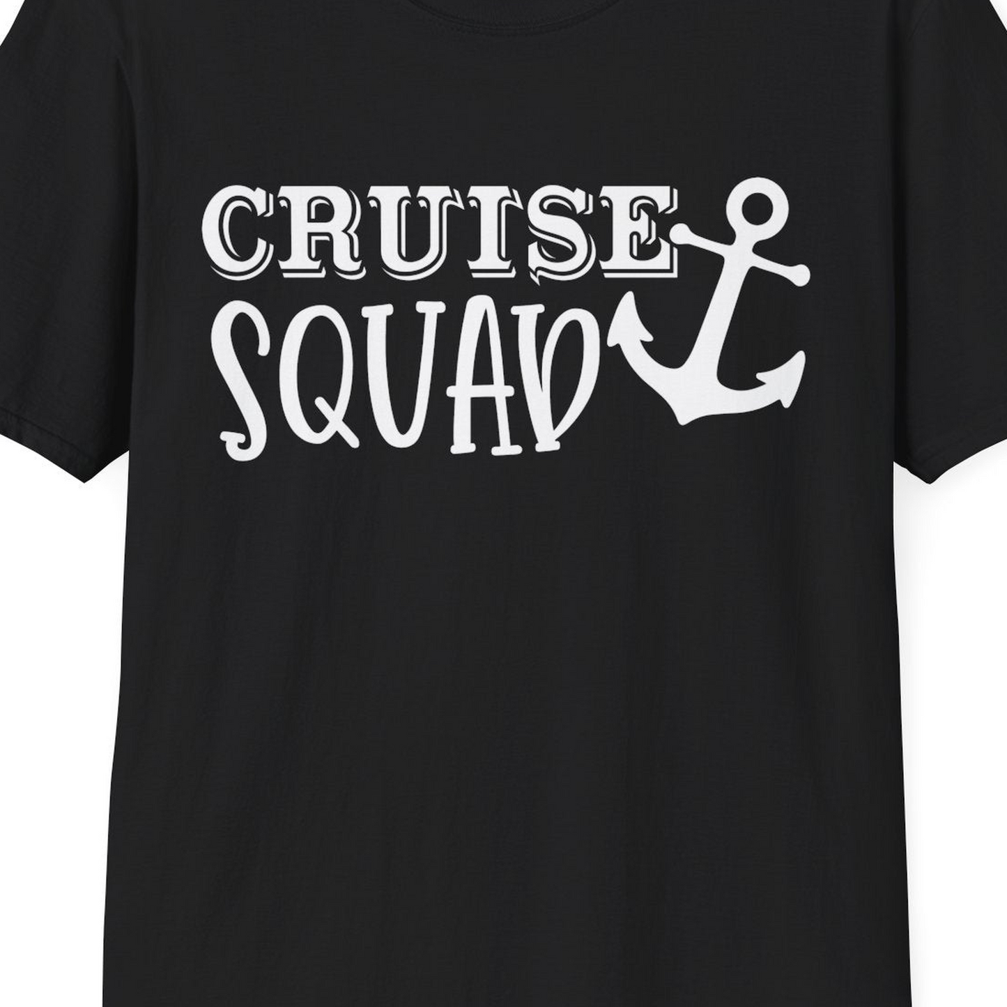 Cruise Squad Nautical Anchor Group Cruise Matching Shirt — T-Shirt T-Shirt – Black – Best Cruise Shirts Close Up