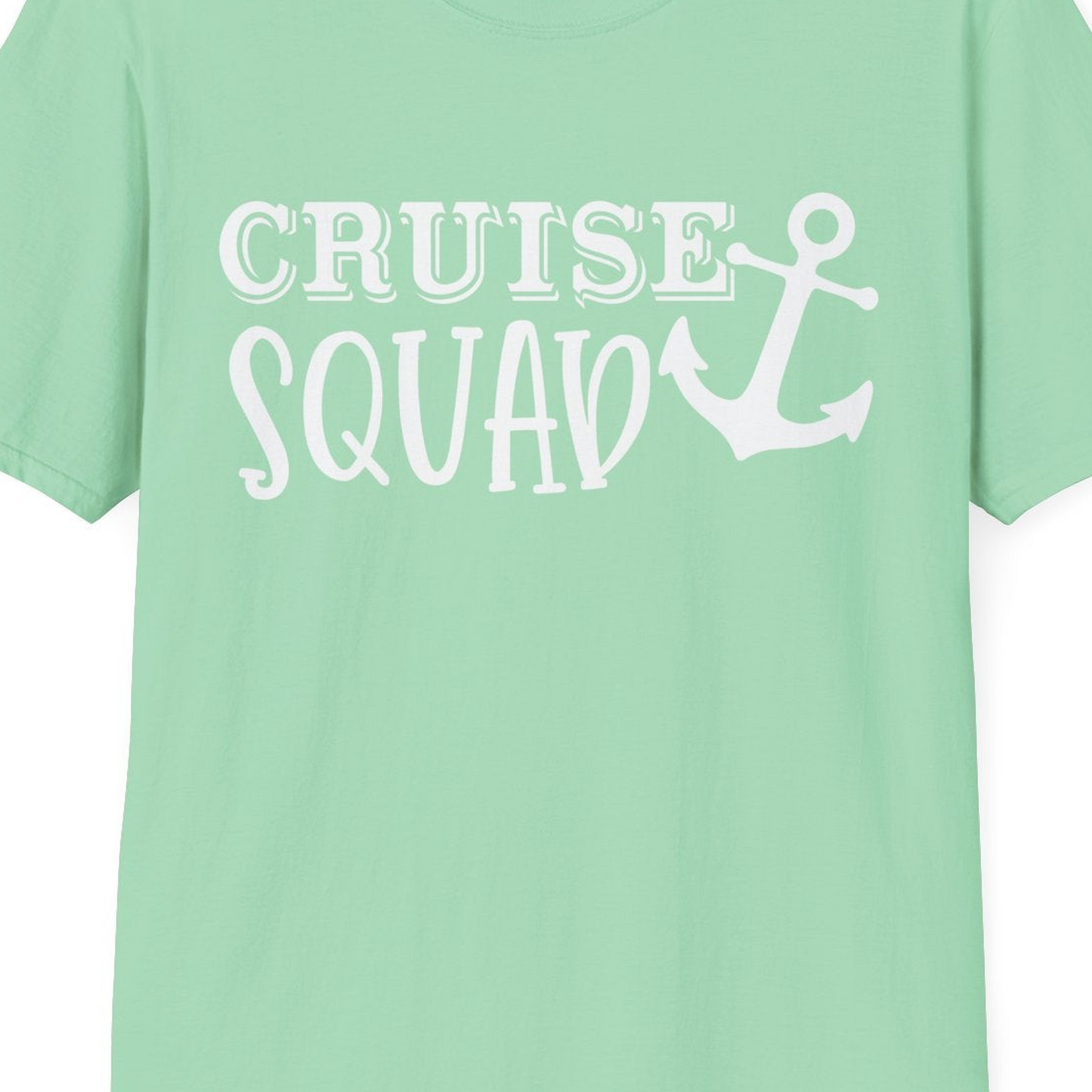 Cruise Squad Nautical Anchor Group Cruise Matching Shirt — T-Shirt T-Shirt – Mint Green – Best Cruise Shirts Close Up
