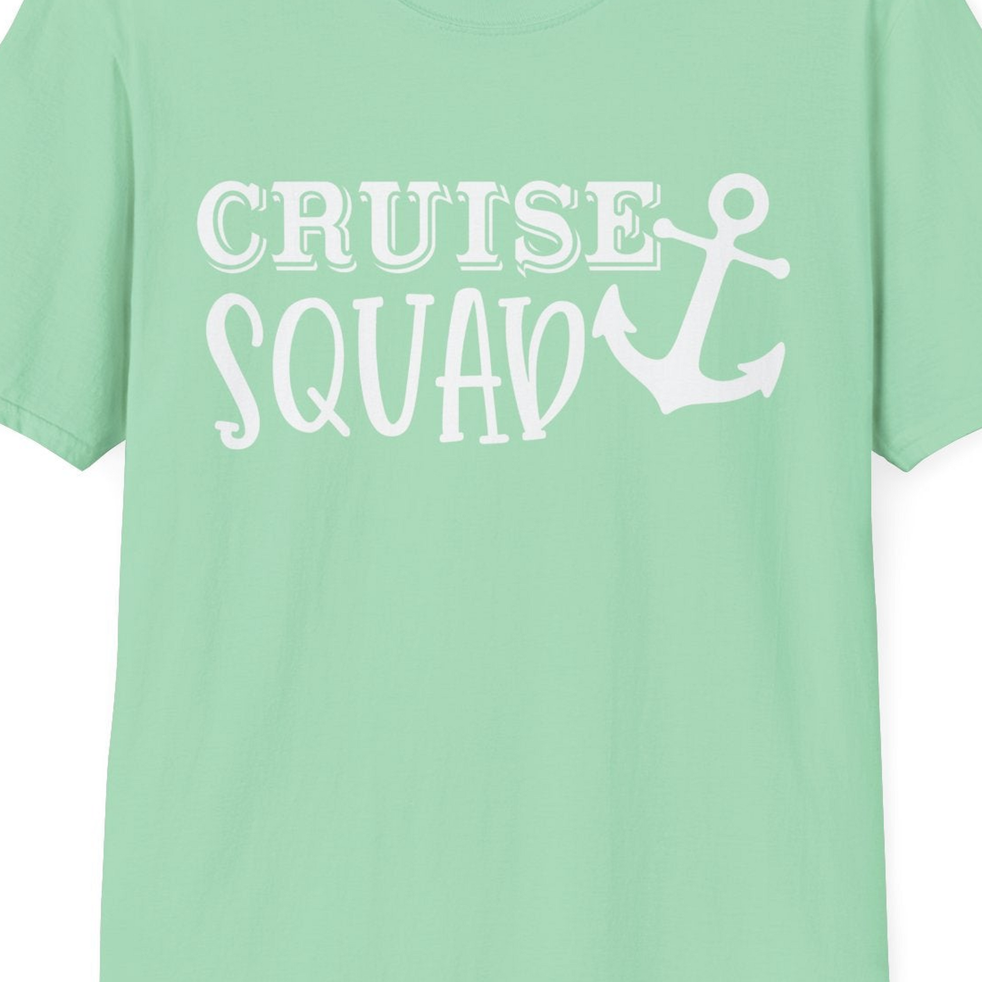 Cruise Squad Nautical Anchor Group Cruise Matching Shirt — T-Shirt T-Shirt – Mint Green – Best Cruise Shirts Close Up
