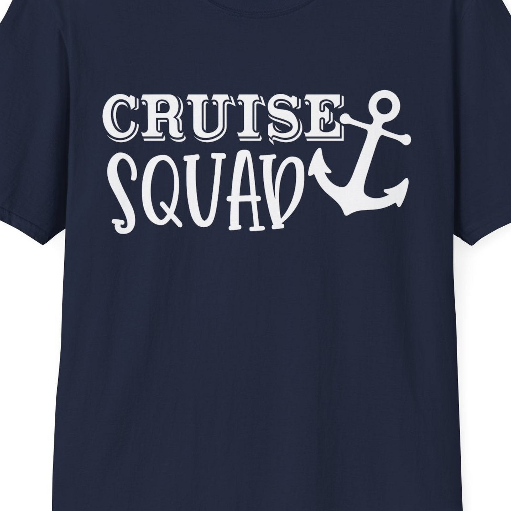Cruise Squad Nautical Anchor Group Cruise Matching Shirt — T-Shirt T-Shirt – Navy – Best Cruise Shirts Close Up