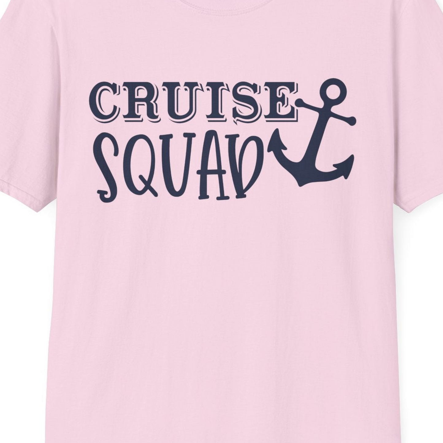 Cruise Squad Nautical Anchor Group Cruise Matching Shirt — T-Shirt T-Shirt – Light Pink – Best Cruise Shirts Close Up