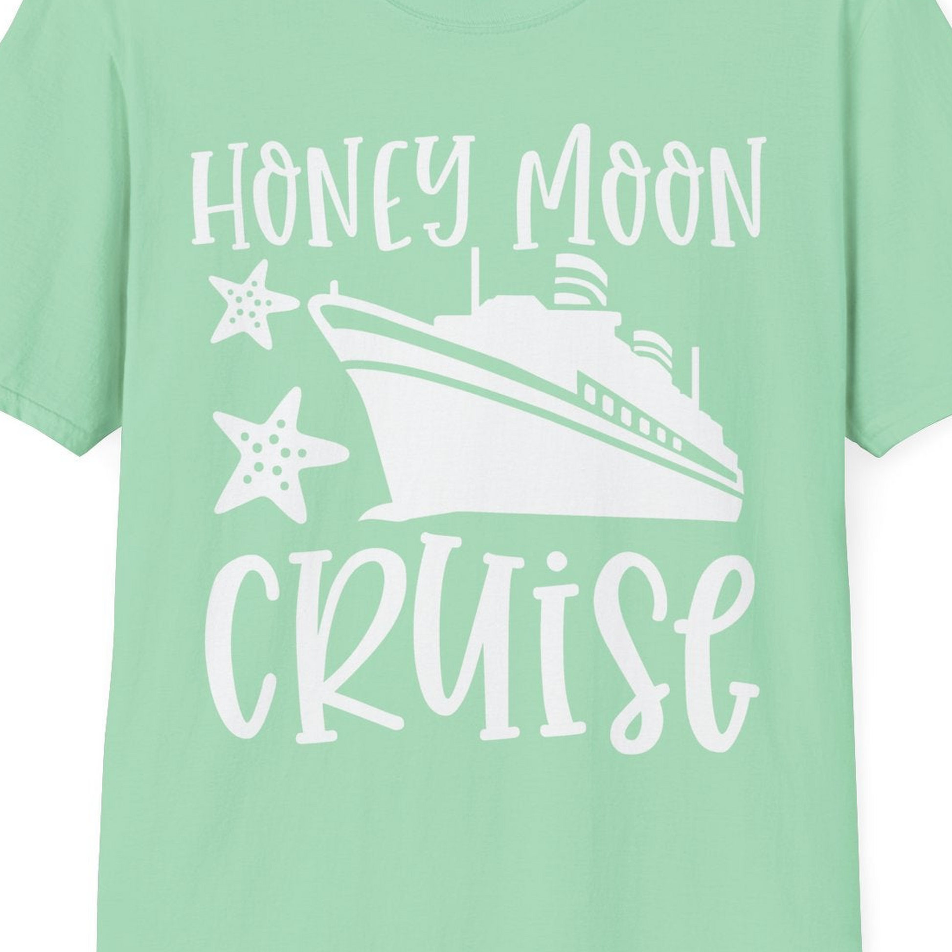 Honeymoon Cruise Shirt T-Shirt – Mint Green – Best Cruise Shirts Close Up
