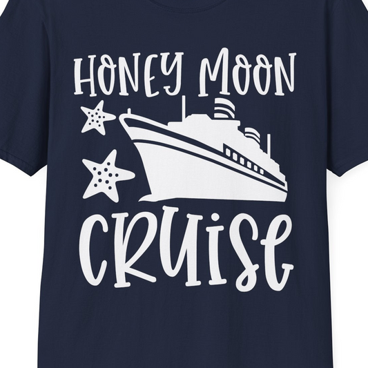 Honeymoon Cruise Shirt T-Shirt – Navy – Best Cruise Shirts Close Up