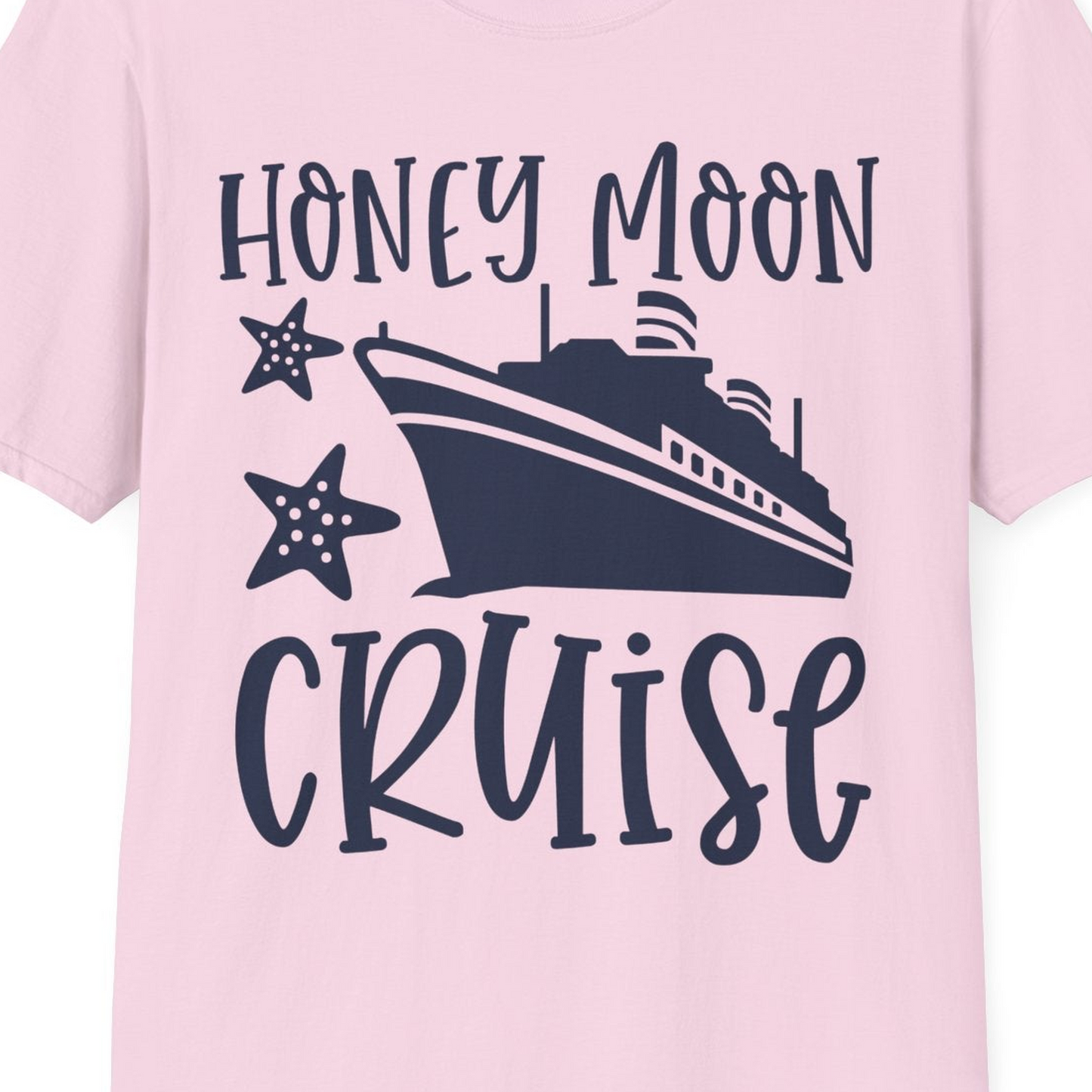 Honeymoon Cruise Shirt T-Shirt – Light Pink – Best Cruise Shirts Close Up