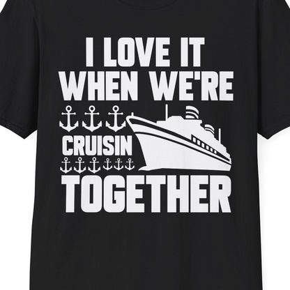 Cruisin Together Nautical Anchors Group Cruise Ship Shirt — T-Shirt T-Shirt – Black – Best Cruise Shirts Close Up