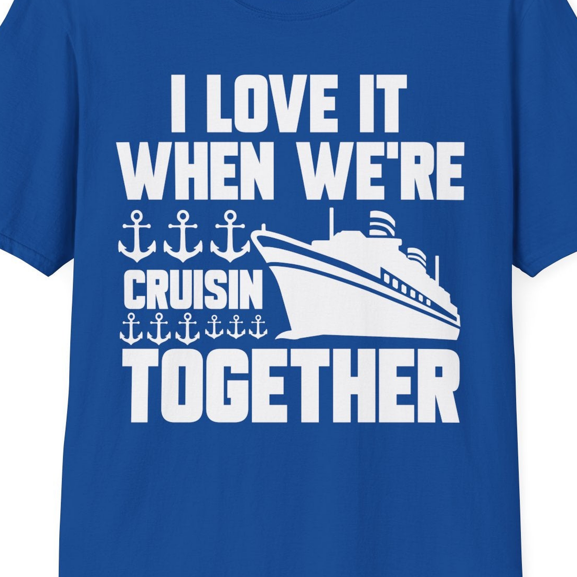 Cruisin Together Nautical Anchors Group Cruise Ship Shirt — T-Shirt T-Shirt – Royal – Best Cruise Shirts Close Up