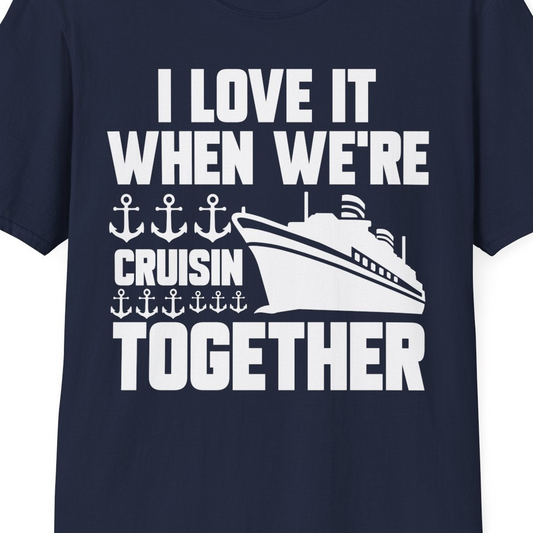Cruisin Together Nautical Anchors Group Cruise Ship Shirt — T-Shirt T-Shirt – Navy – Best Cruise Shirts Close Up