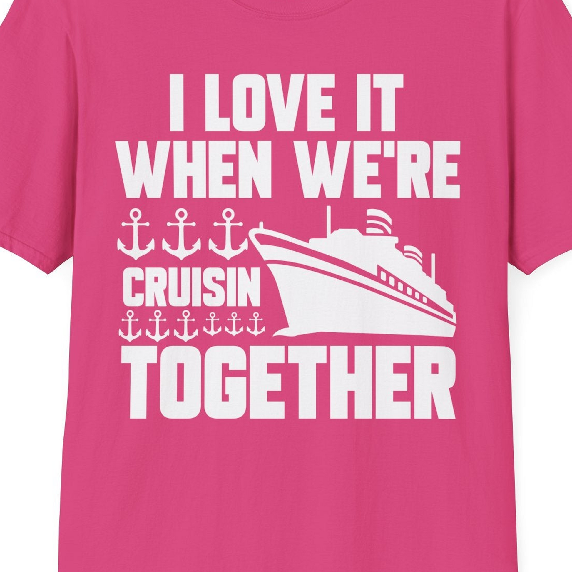 Cruisin Together Nautical Anchors Group Cruise Ship Shirt — T-Shirt T-Shirt – Heliconia – Best Cruise Shirts Close Up