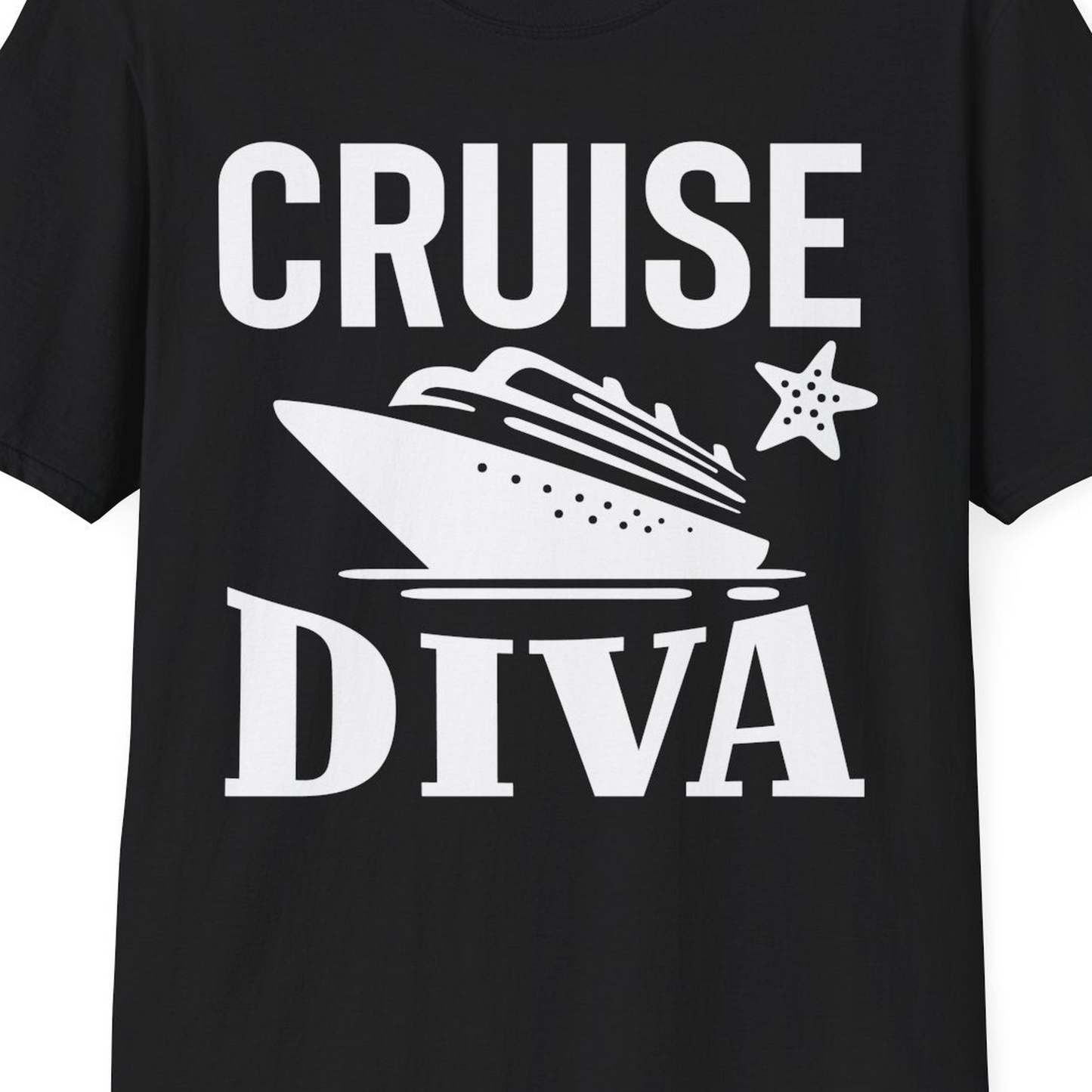 Cruise Diva Shirt T-Shirt – Black – Best Cruise Shirts Close Up