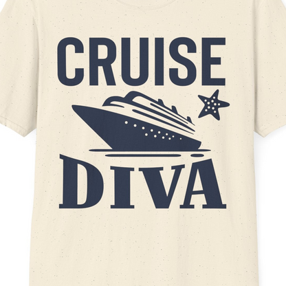 Cruise Diva Shirt T-Shirt – Natural – Best Cruise Shirts Close Up