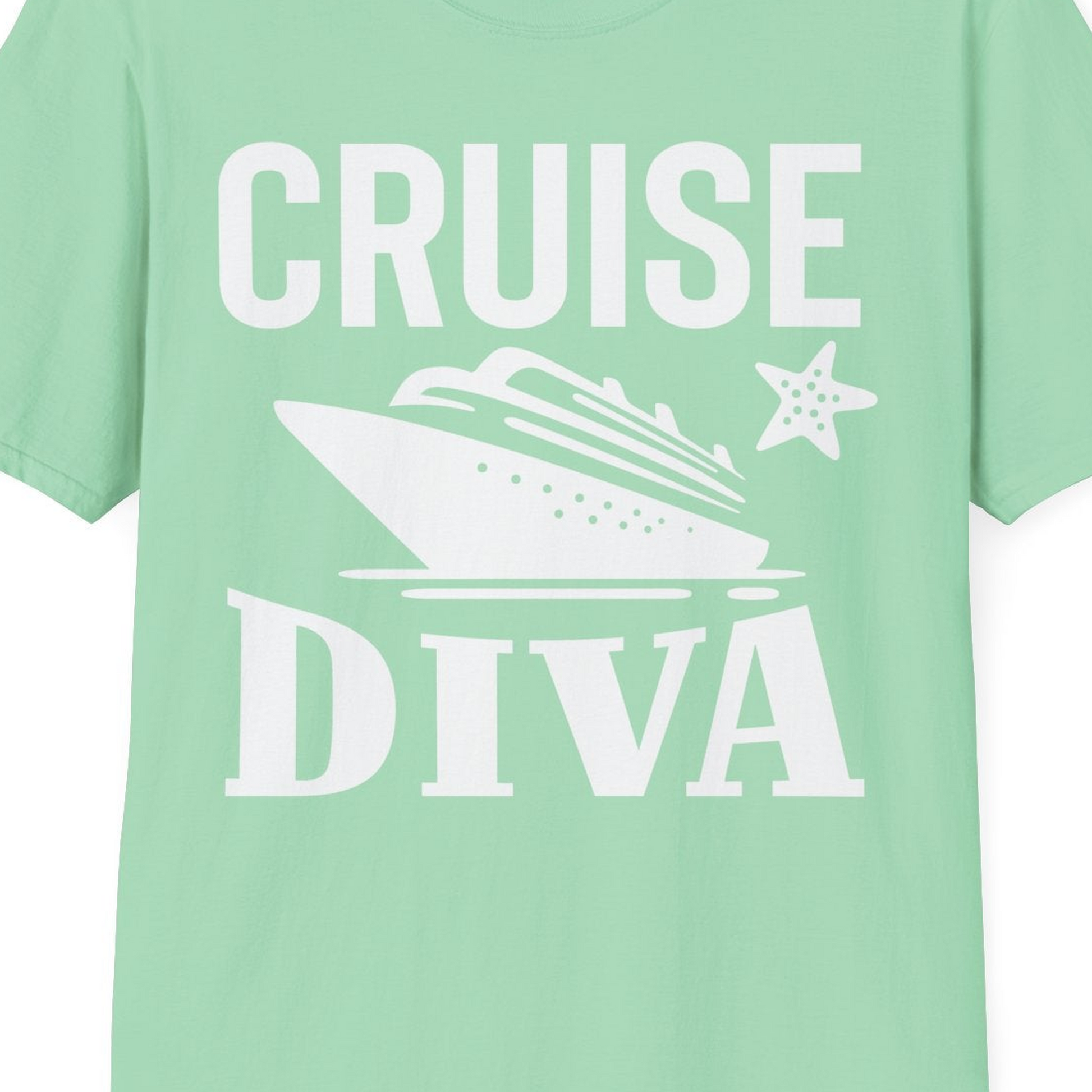 Cruise Diva Shirt T-Shirt – Mint Green – Best Cruise Shirts Close Up