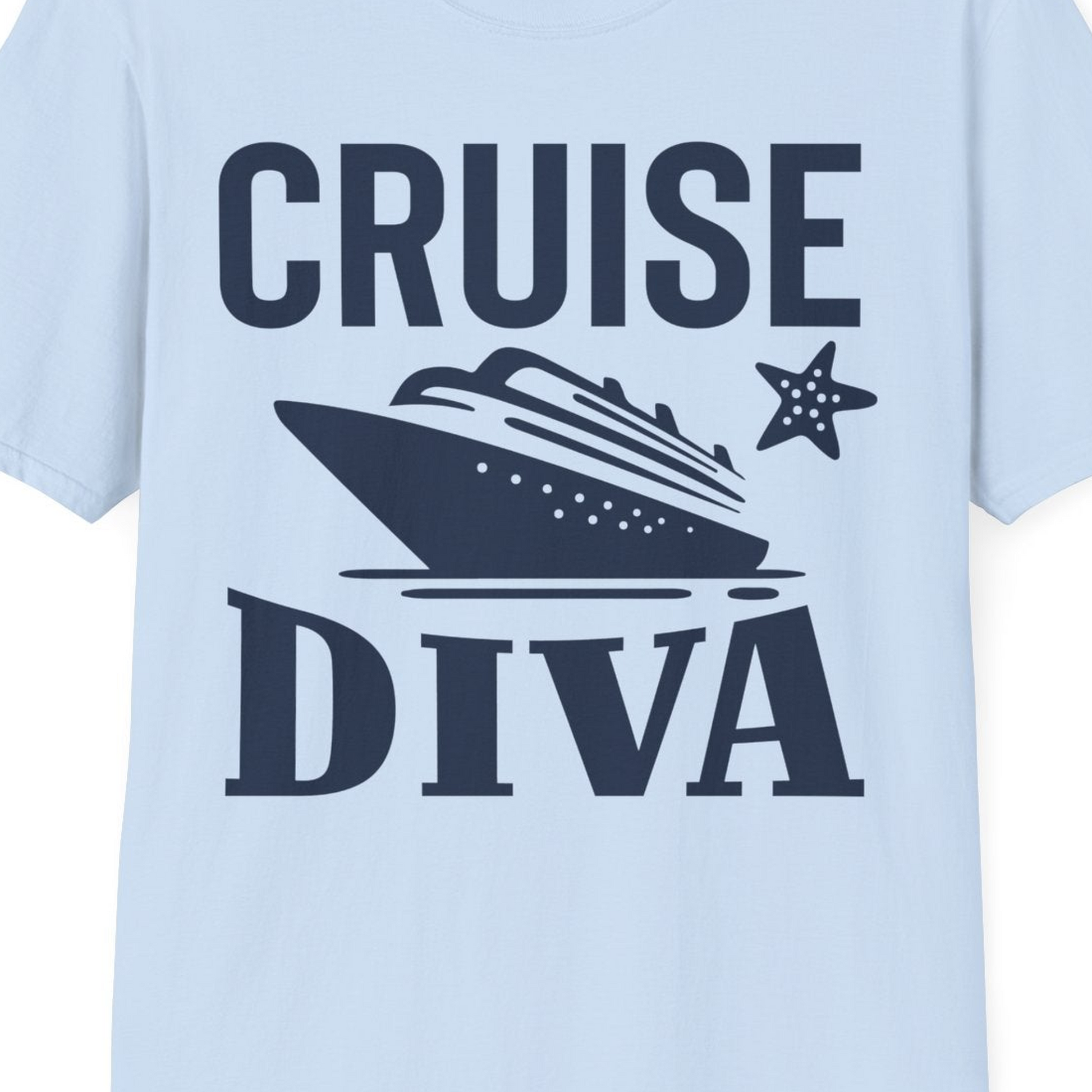 Cruise Diva Shirt T-Shirt – Light Blue – Best Cruise Shirts Close Up