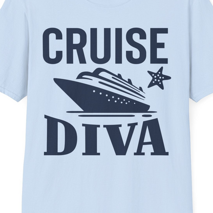 Cruise Diva Shirt T-Shirt – Light Blue – Best Cruise Shirts Close Up