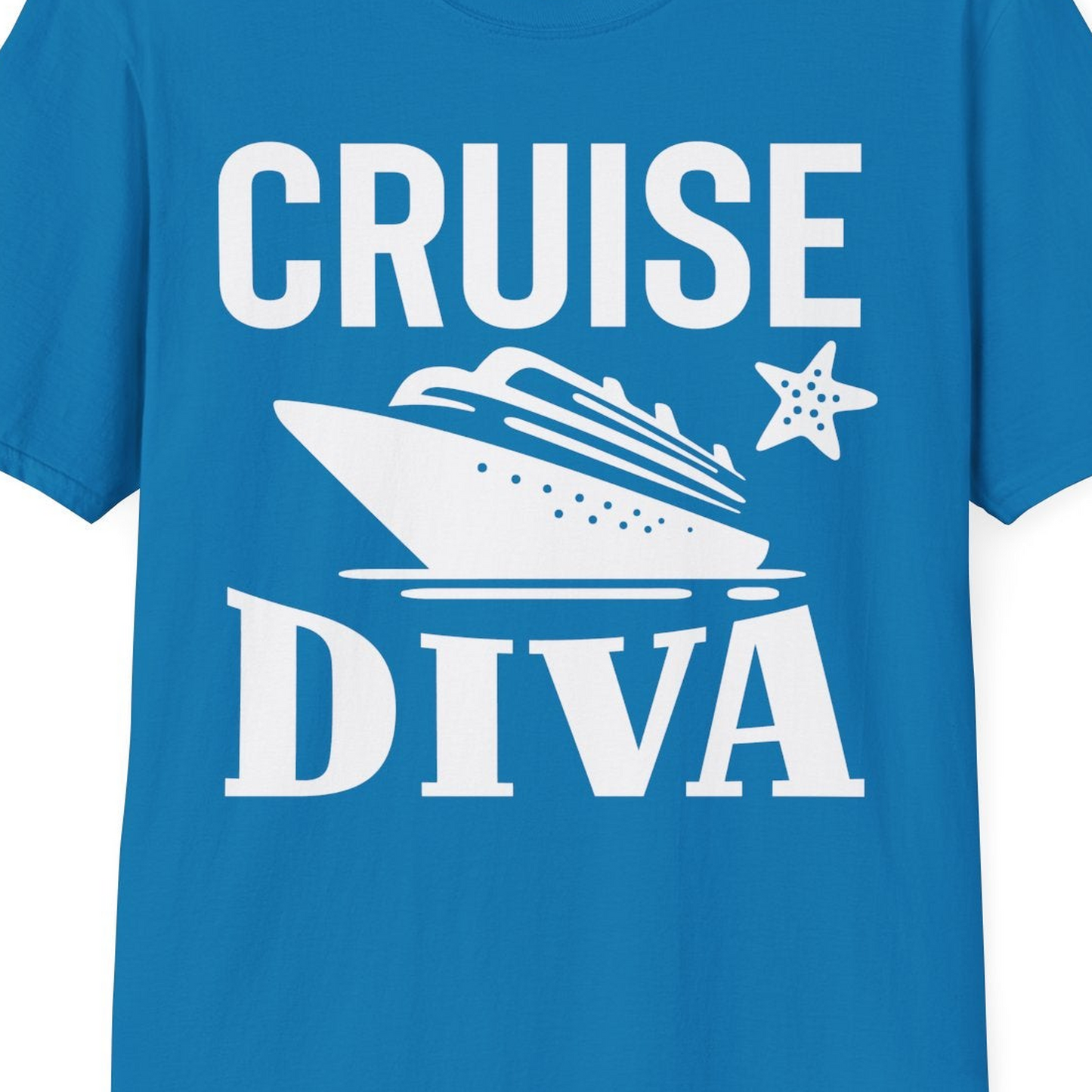 Cruise Diva Shirt T-Shirt – Sapphire – Best Cruise Shirts Close Up