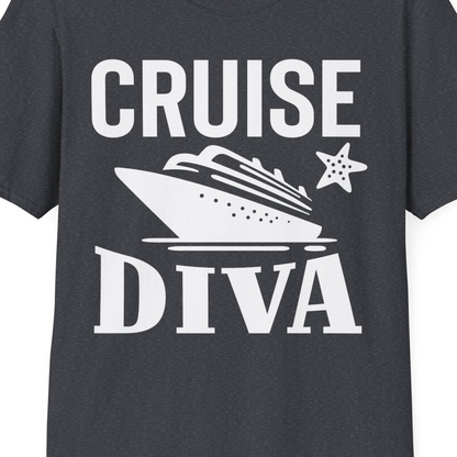 Cruise Diva Shirt T-Shirt – Dark Heather Grey – Best Cruise Shirts Close Up