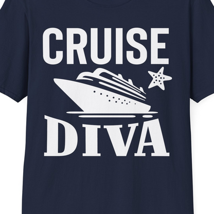 Cruise Diva Shirt T-Shirt – Navy – Best Cruise Shirts Close Up