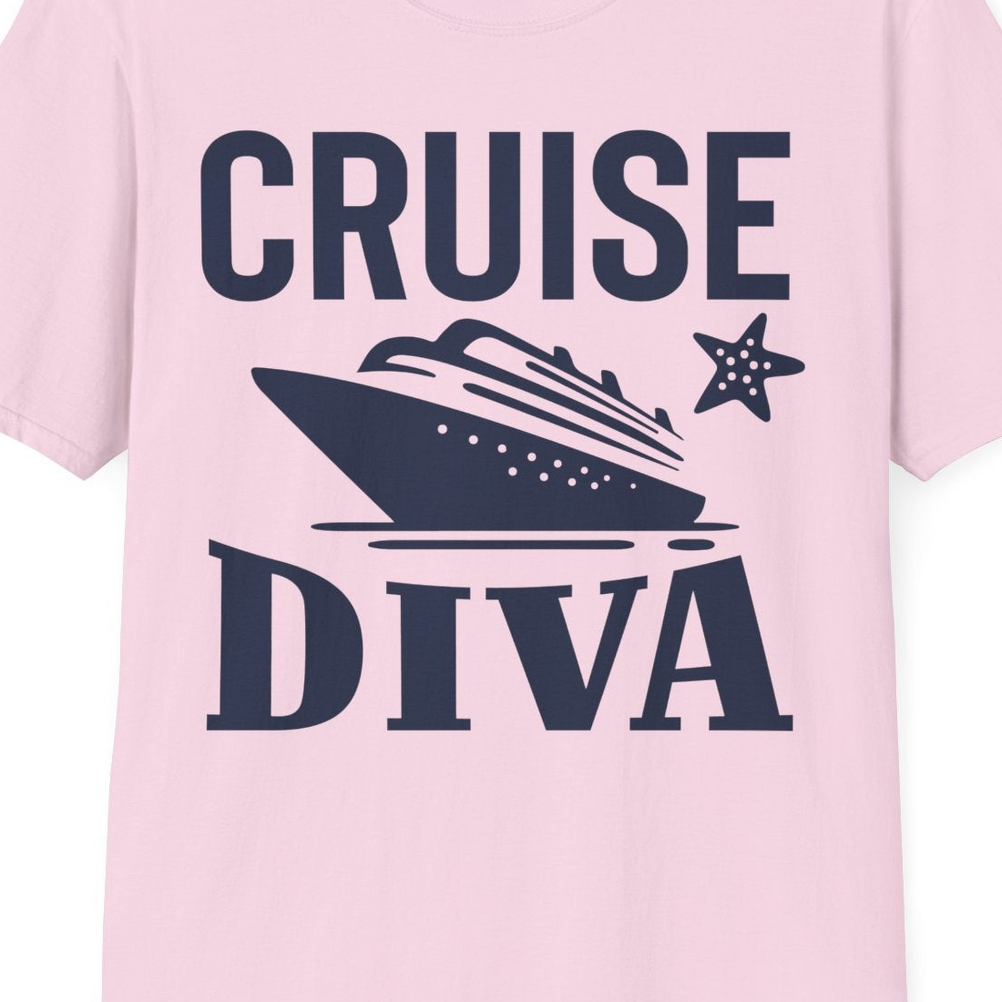 Cruise Diva Shirt T-Shirt – Light Pink – Best Cruise Shirts Close Up