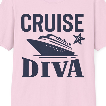 Cruise Diva Shirt T-Shirt – Light Pink – Best Cruise Shirts Close Up