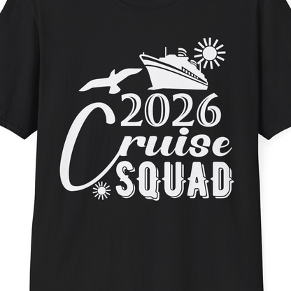 2026 Cruise Squad Shirt Nautical Group Matching Family Vacation Tee — T-Shirt T-Shirt – Black – Best Cruise Shirts Close Up
