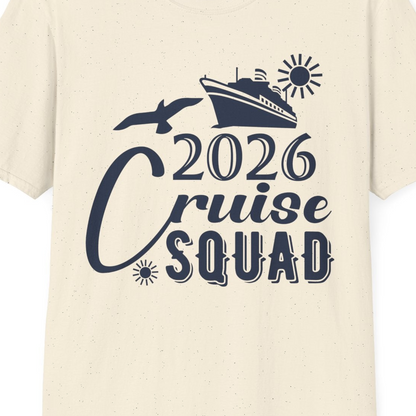 2026 Cruise Squad Shirt Nautical Group Matching Family Vacation Tee — T-Shirt T-Shirt – Natural – Best Cruise Shirts Close Up
