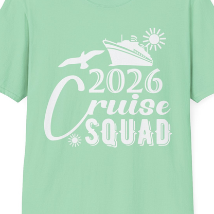 2026 Cruise Squad Shirt Nautical Group Matching Family Vacation Tee — T-Shirt T-Shirt – Mint Green – Best Cruise Shirts Close Up