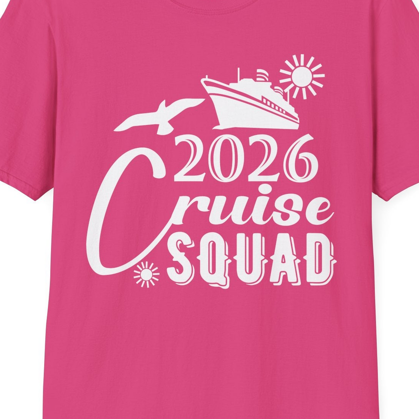 2026 Cruise Squad Shirt Nautical Group Matching Family Vacation Tee — T-Shirt T-Shirt – Heliconia – Best Cruise Shirts Close Up