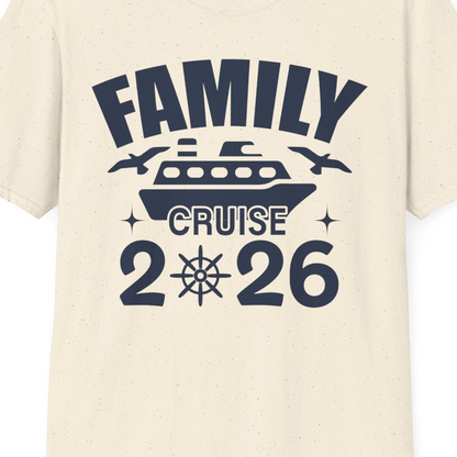 Family Cruise 2026 Matching Nautical Ship Shirt for Group Trips — T-Shirt T-Shirt – Natural – Best Cruise Shirts Close Up