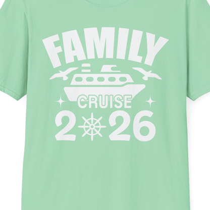 Family Cruise 2026 Matching Nautical Ship Shirt for Group Trips — T-Shirt T-Shirt – Mint Green – Best Cruise Shirts Close Up