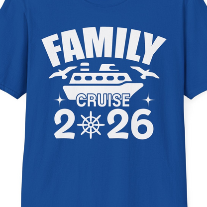 Family Cruise 2026 Matching Nautical Ship Shirt for Group Trips — T-Shirt T-Shirt – Royal – Best Cruise Shirts Close Up