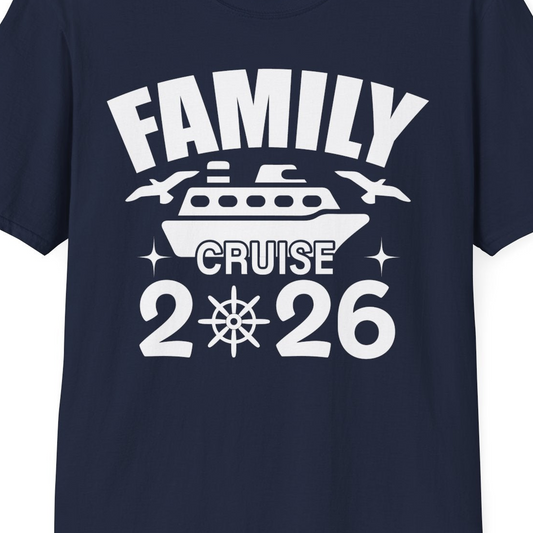 Family Cruise 2026 Matching Nautical Ship Shirt for Group Trips — T-Shirt T-Shirt – Navy – Best Cruise Shirts Close Up