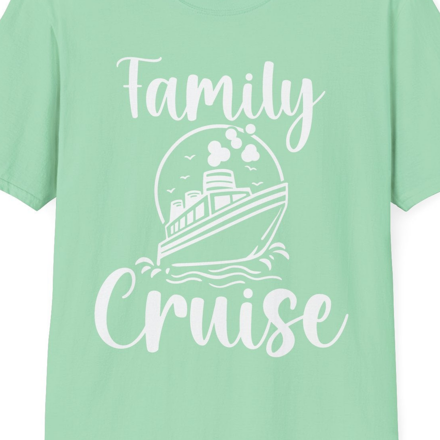 Family Cruise Shirt T-Shirt – Mint Green – Best Cruise Shirts Close Up